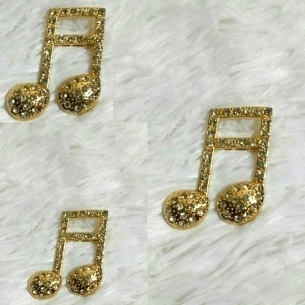 ☄Rhinestone Single Bar Note Brooch Pin